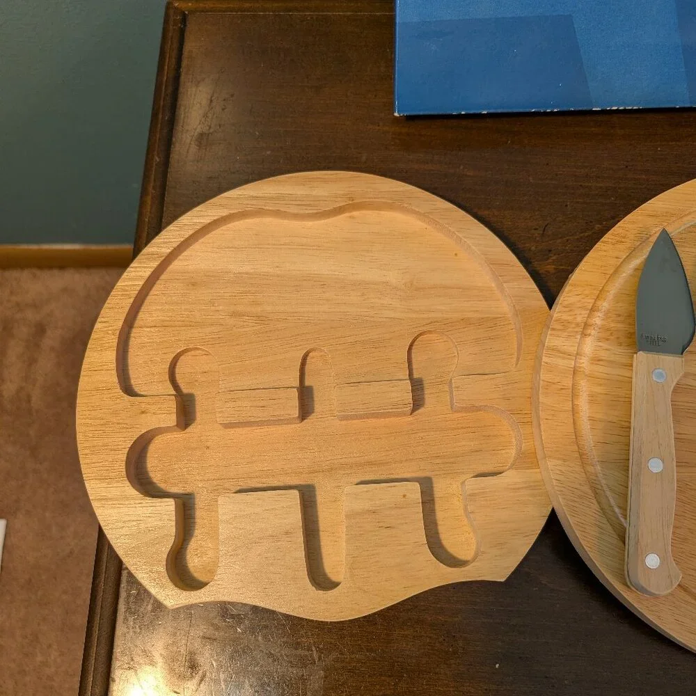 Wooden Cheese Board Set with Knives (in original packaging)
